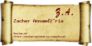 Zacher Annamária névjegykártya